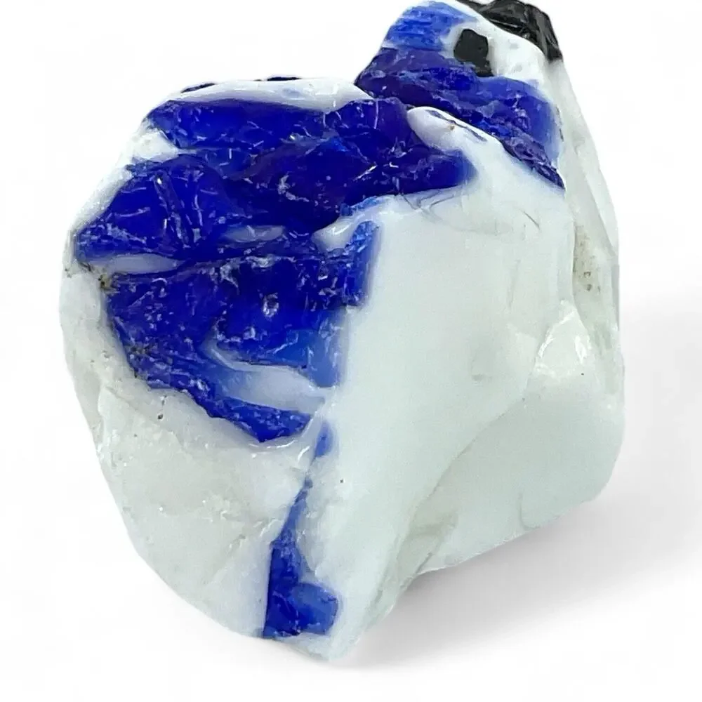 White Milk Cobalt Infused Art Glass Cullet Glowing Manganese‎ Slag Glass #4GX160
